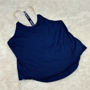 Nike Dri-Fit Top Womens Just Do It Elastika Strap Blue Tank Gym Size Large